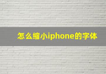 怎么缩小iphone的字体