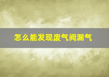 怎么能发现废气阀漏气