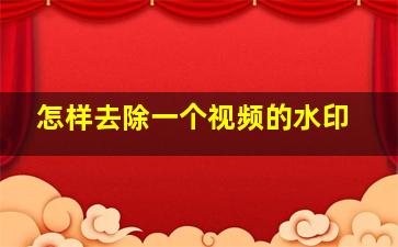 怎样去除一个视频的水印