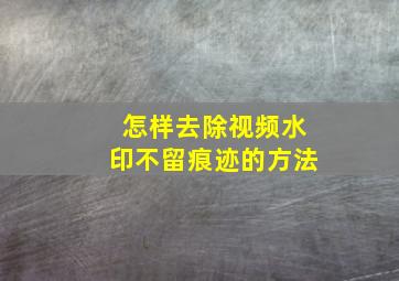 怎样去除视频水印不留痕迹的方法