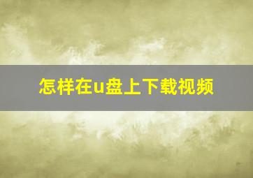 怎样在u盘上下载视频