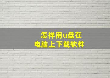 怎样用u盘在电脑上下载软件