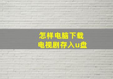 怎样电脑下载电视剧存入u盘