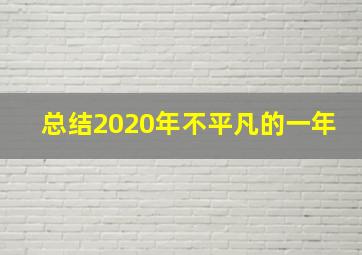 总结2020年不平凡的一年