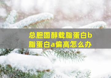 总胆固醇载脂蛋白b脂蛋白a偏高怎么办