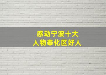 感动宁波十大人物奉化区好人