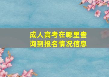 成人高考在哪里查询到报名情况信息