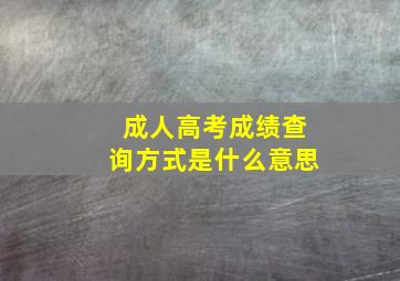 成人高考成绩查询方式是什么意思