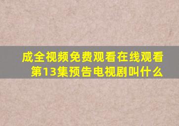 成全视频免费观看在线观看第13集预告电视剧叫什么