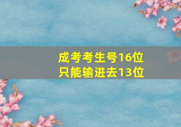 成考考生号16位只能输进去13位