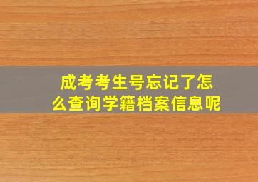 成考考生号忘记了怎么查询学籍档案信息呢