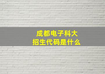 成都电子科大招生代码是什么