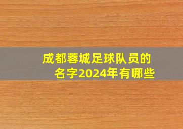 成都蓉城足球队员的名字2024年有哪些