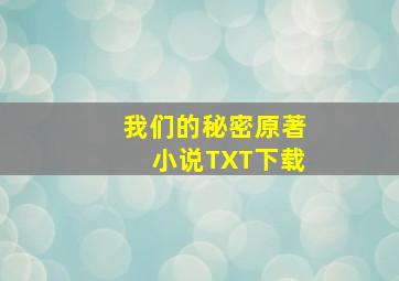 我们的秘密原著小说TXT下载