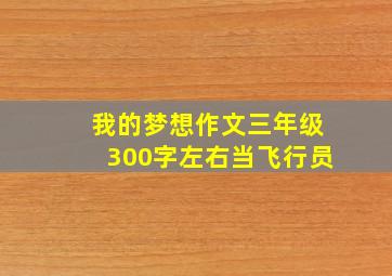 我的梦想作文三年级300字左右当飞行员