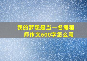 我的梦想是当一名编程师作文600字怎么写