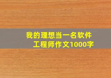 我的理想当一名软件工程师作文1000字