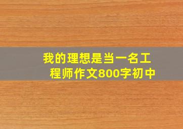 我的理想是当一名工程师作文800字初中