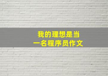 我的理想是当一名程序员作文