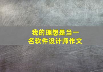 我的理想是当一名软件设计师作文