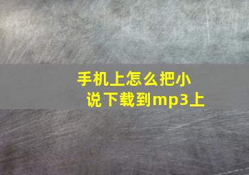 手机上怎么把小说下载到mp3上