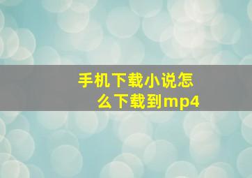 手机下载小说怎么下载到mp4