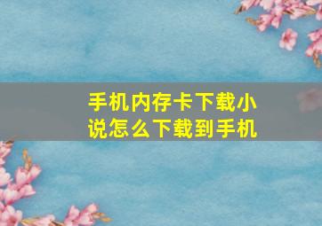 手机内存卡下载小说怎么下载到手机