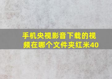 手机央视影音下载的视频在哪个文件夹红米40