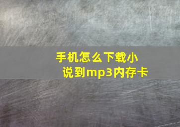 手机怎么下载小说到mp3内存卡