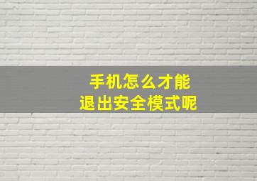 手机怎么才能退出安全模式呢