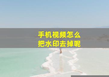 手机视频怎么把水印去掉呢