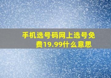 手机选号码网上选号免费19.99什么意思