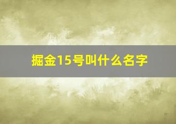 掘金15号叫什么名字