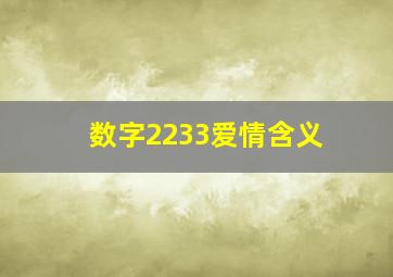 数字2233爱情含义