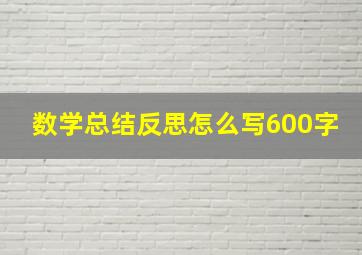 数学总结反思怎么写600字