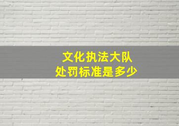 文化执法大队处罚标准是多少