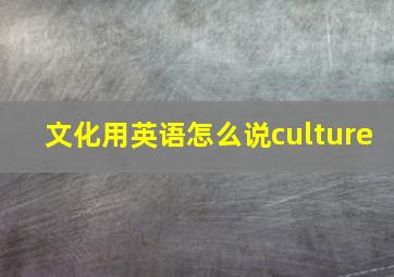 文化用英语怎么说culture