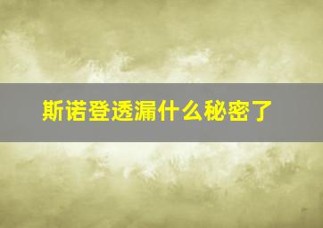 斯诺登透漏什么秘密了