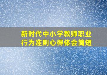 新时代中小学教师职业行为准则心得体会简短