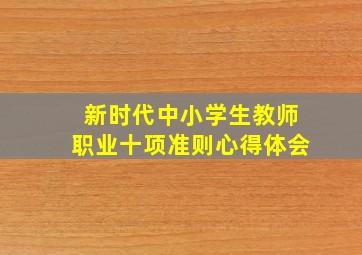 新时代中小学生教师职业十项准则心得体会