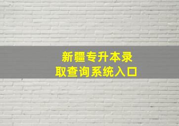 新疆专升本录取查询系统入口