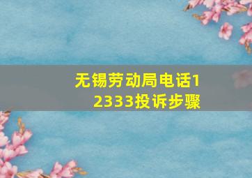 无锡劳动局电话12333投诉步骤