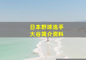 日本野球选手大谷简介资料