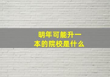 明年可能升一本的院校是什么