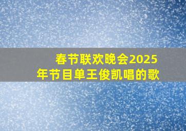 春节联欢晚会2025年节目单王俊凯唱的歌