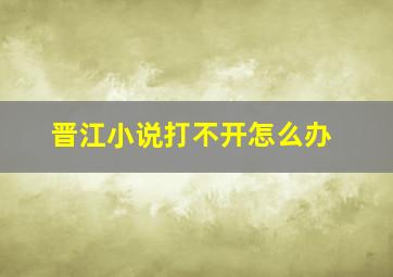 晋江小说打不开怎么办