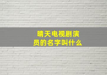 晴天电视剧演员的名字叫什么