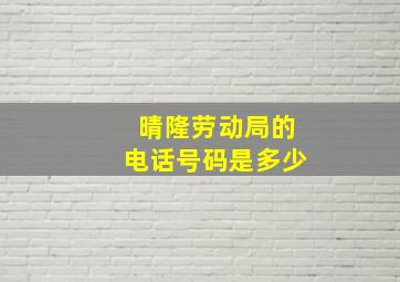 晴隆劳动局的电话号码是多少