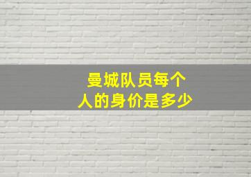 曼城队员每个人的身价是多少