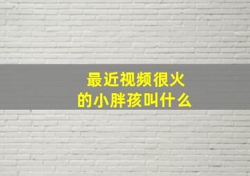 最近视频很火的小胖孩叫什么